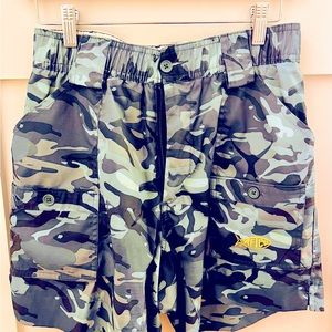 AFTCO Fishing Shorts NWOT Blue Camo Size 30 *NEVER WORN*